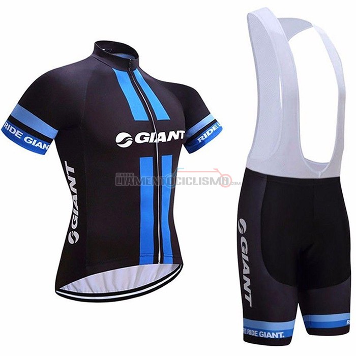 Abbigliamento Ciclismo Giant Alpecin Manica Corta 2021 Nero Blu